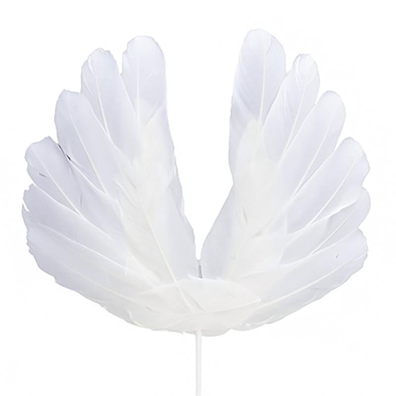 10 Feather Cake Ornaments: Large White Heart Wings for Birthdays & Valentine's Day