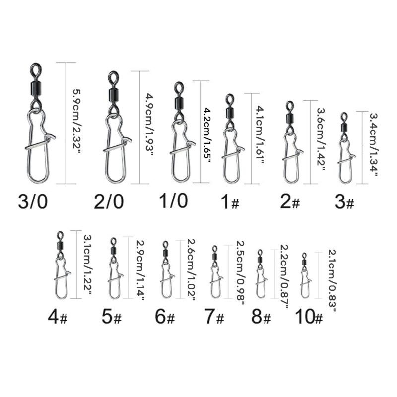 10Pcs Fishing Swivels Duos Lock Balls Bearing Swivels Quickly Change Swivels Fishing Tackle For Saltwater Freshwaters