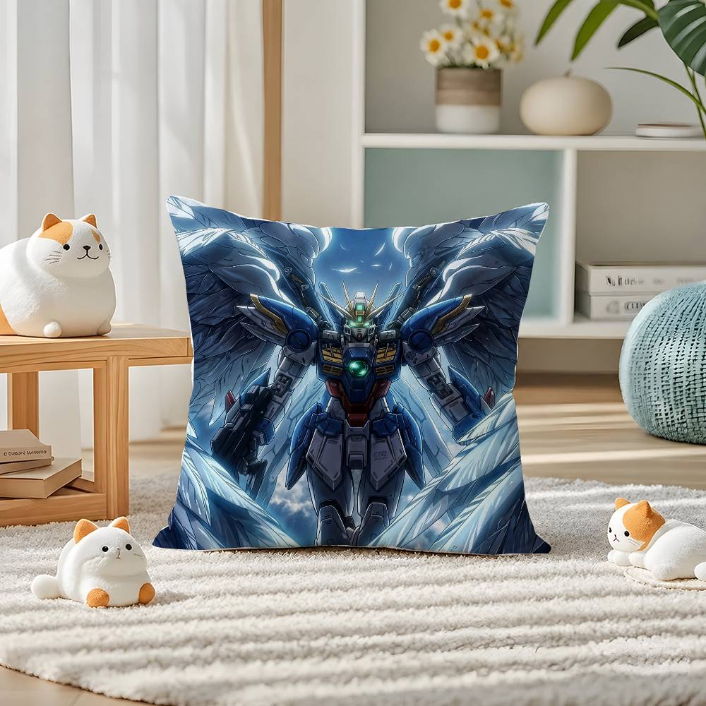 Mobile Suit Gundam Gundam Epyon Anime Plush Pillow Cover Soft Short Plush Cushion Cover For Sofa Bedroom Home Decor Gift
