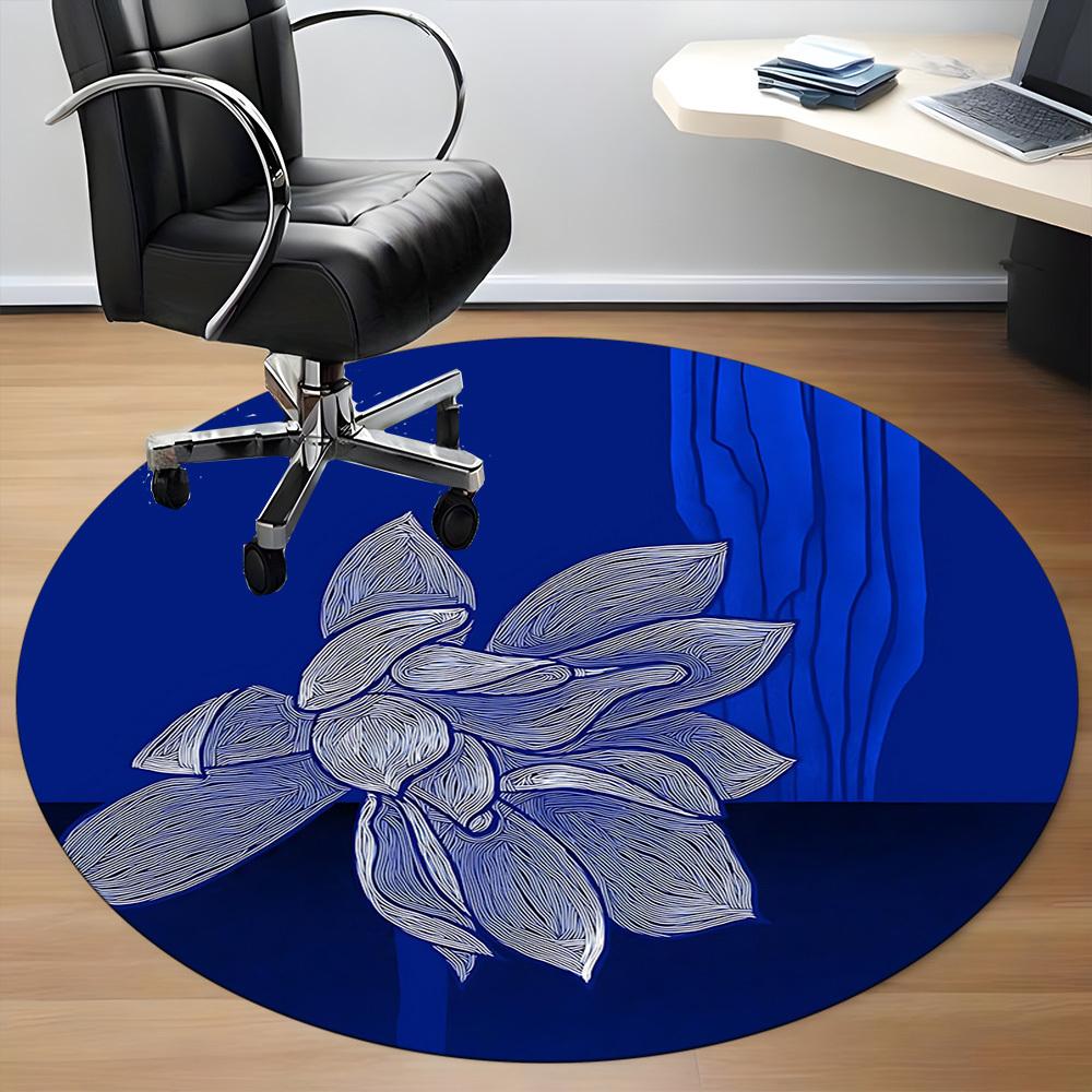 1pc Floral Design Office Round Area Rug, Mat Suitable For Office, Under Office Chairs Bedroom Living Room Home Decor, Room Deco