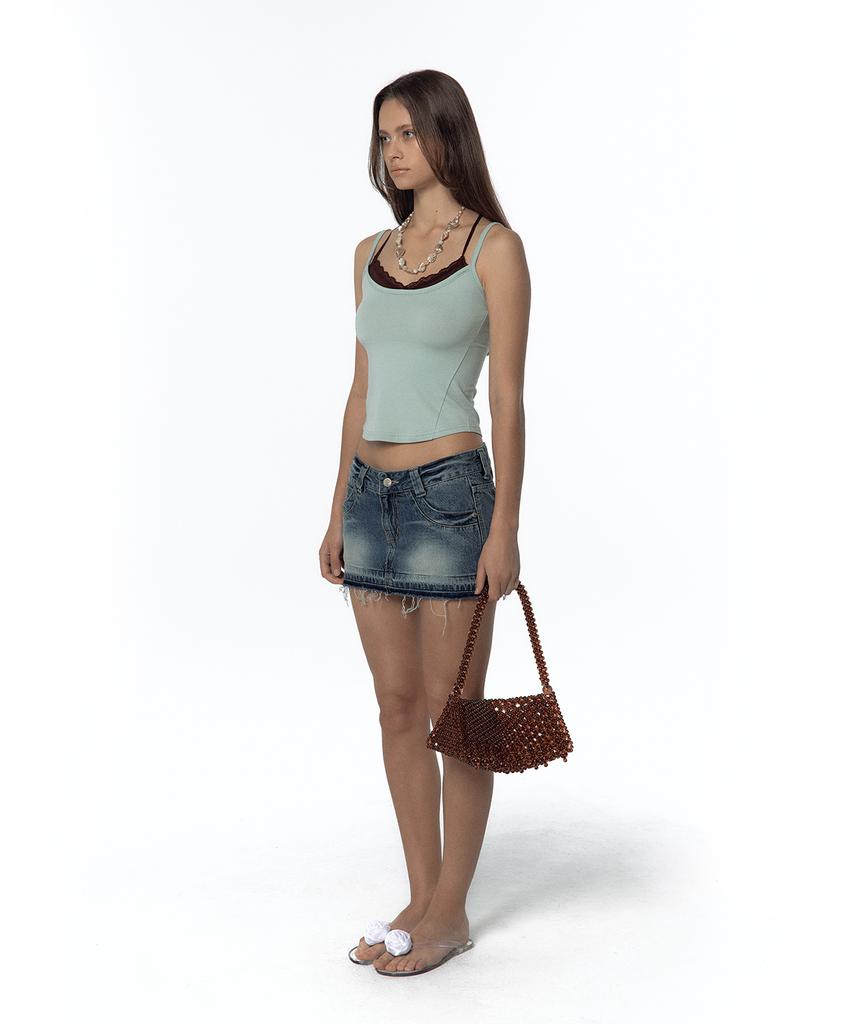 Kasiko Split Pocket Denim Skirt Blue