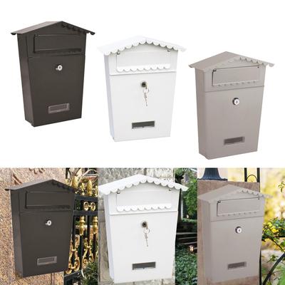 Wall Mount Lockable Mailbox Outdoor Metal Key Large Capacity Rural Home Decorative Office Business Parcel Box Packages Drop Slot