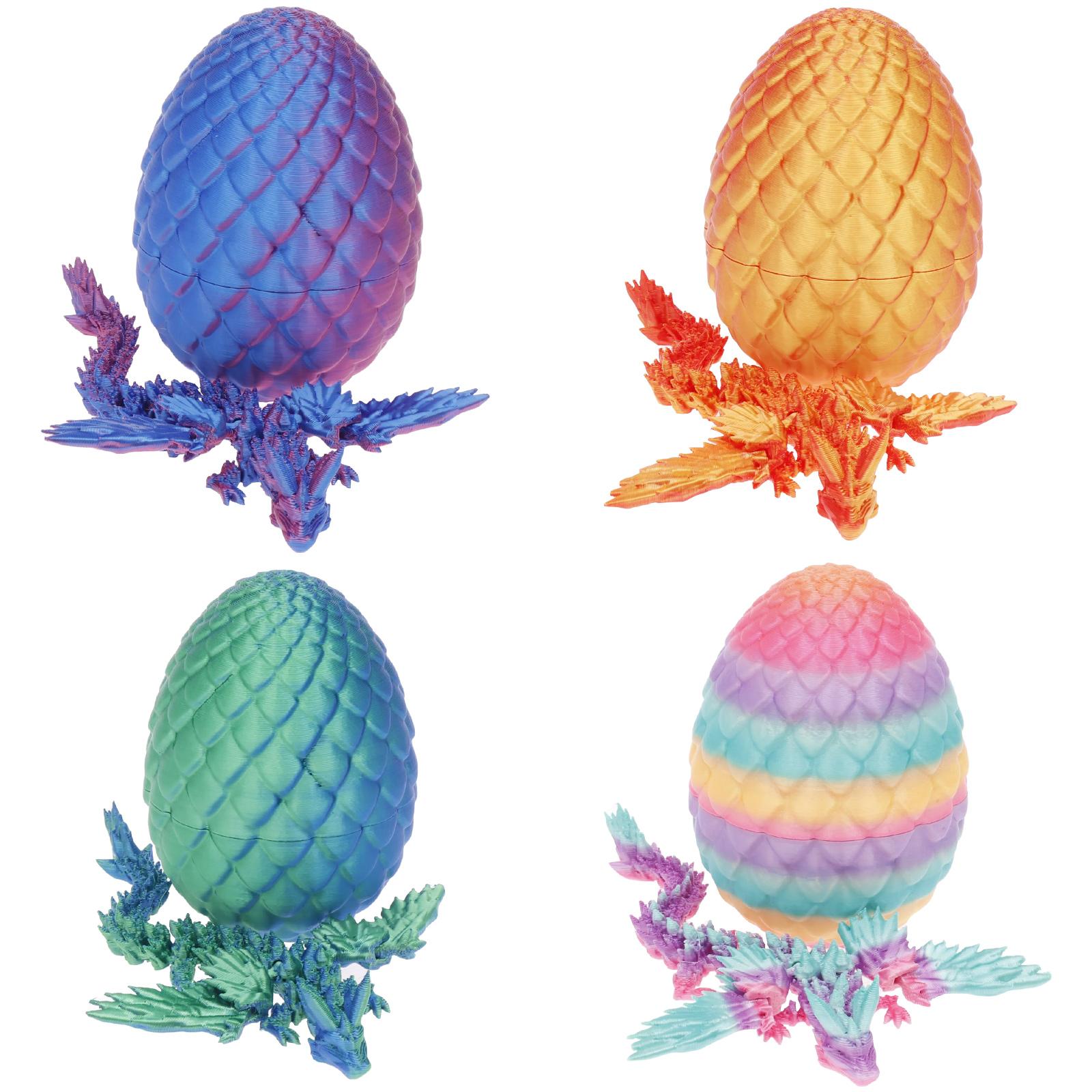 Напечатанное на 3D-принтере яйцо дракона с полностью подвижной моделью дракона, подвижное вращающееся сочлененное настольное украшение, детская игрушка