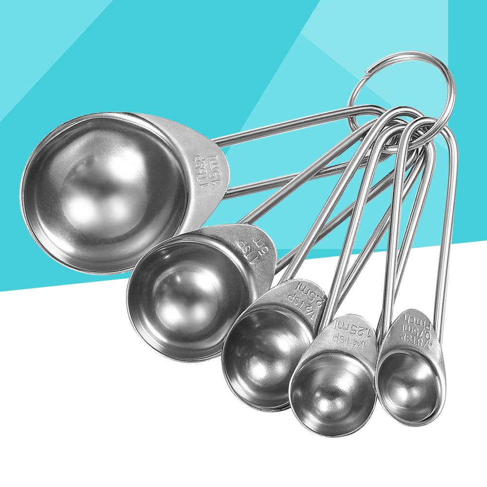 Set de 5 lingurițe de măsurat din oțel inoxidabil, lingurițe de copt imbricate, pentru ingrediente uscate și lichide, arome