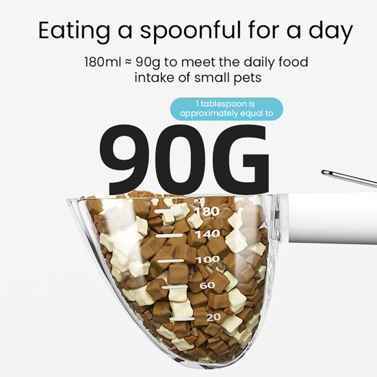 

Совок для корму для собак Багатоцільова пластикова мірна чашка для корму для домашніх тварин з довгою ручкою 2-в-1 Затискач для герметизації для корму для собак, котів, птахів білий