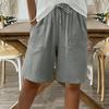 Women Shorts Knee Length High Waisted Relaxed Fit Summer Casual Shorts with Pockets Pure Color Summer Shorts Lounge Wear