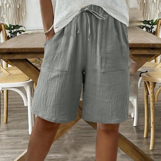 Women Shorts Knee Length High Waisted Relaxed Fit Summer Casual Shorts with Pockets Pure Color Summer Shorts Lounge Wear