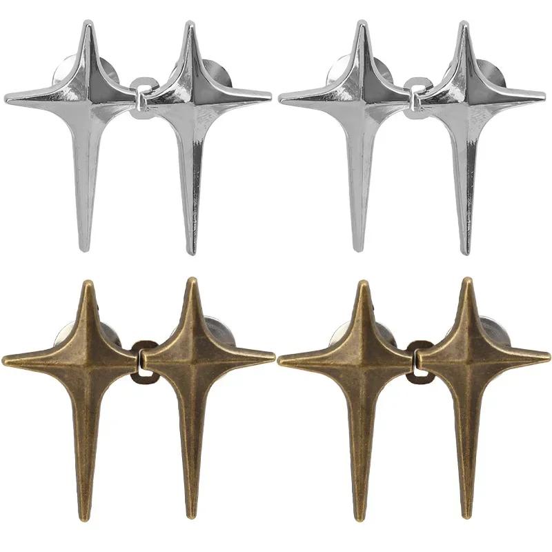 4pcs New Fashion Cross Star Waist Buckle Adjustable Pants Clips Waist Tightener No Sewing Metal Button Snaps for Jeans Decor