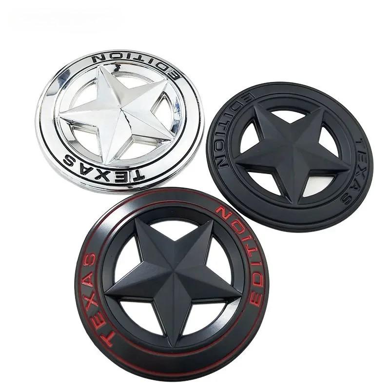 Metal TEXAS EDITION Shield Pentagram 3D Emblem Badge Car Fender Side Tail Body Sticker for JEEP Wrangler Liberty Grand Cherokee ALU1