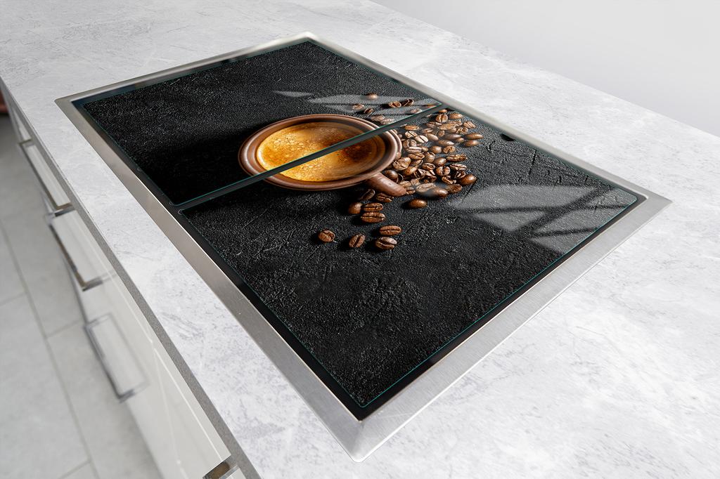 Glass protective plate for the stove 2x45x52 Coffee