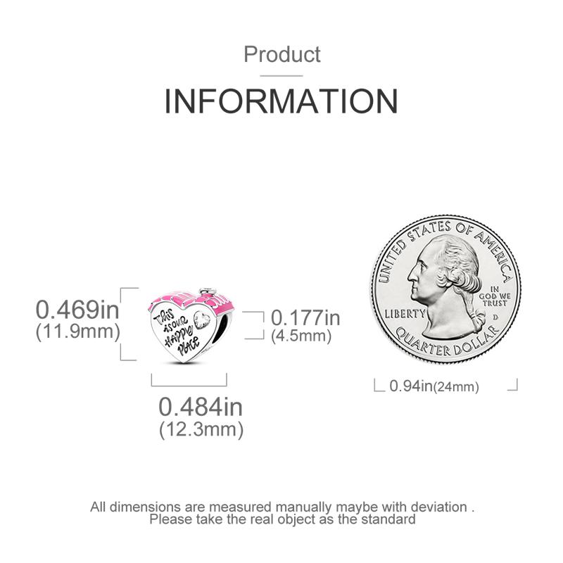 Original Charmscopper Pink Glückliches Herzförmiges Haus-Perlen Passend für Charm-Armbänder Für Frauen Schmuckherstellung Feine Geschenke