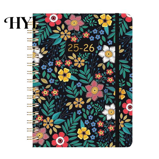 Small And Portable Planner 2025-2026 Jul 2025 - Jun 2026 12 Month Daily Weekly Monthly Exquisite Workmanship Calendar Floral Print Spiral Binding