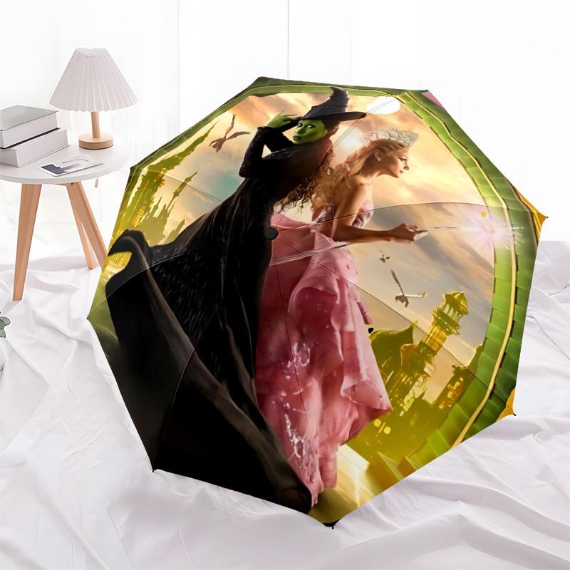 1pc Witch Sorceress Automatic Folding Umbrella - Compact 8-Rib Design, Durable Plastic & Iron, Daily Use F104044