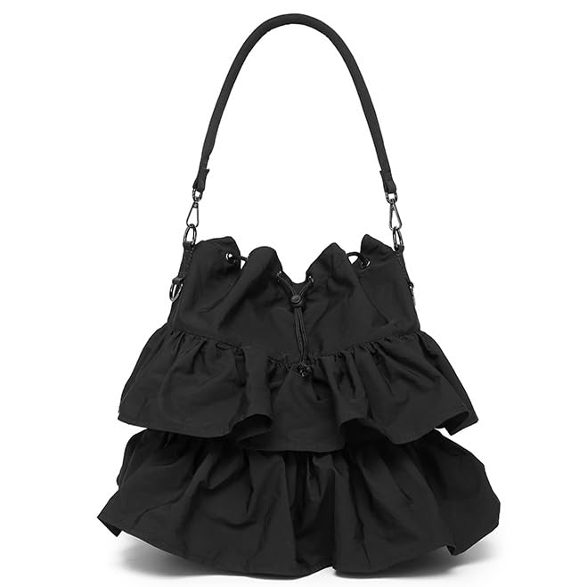 

Ruffled tote drawstring casual crossbody side italy [Guccio Italy] 2-way bag, bag, look, lightweight, bag, bag, women s fashion, 12-1134 (black) чорний