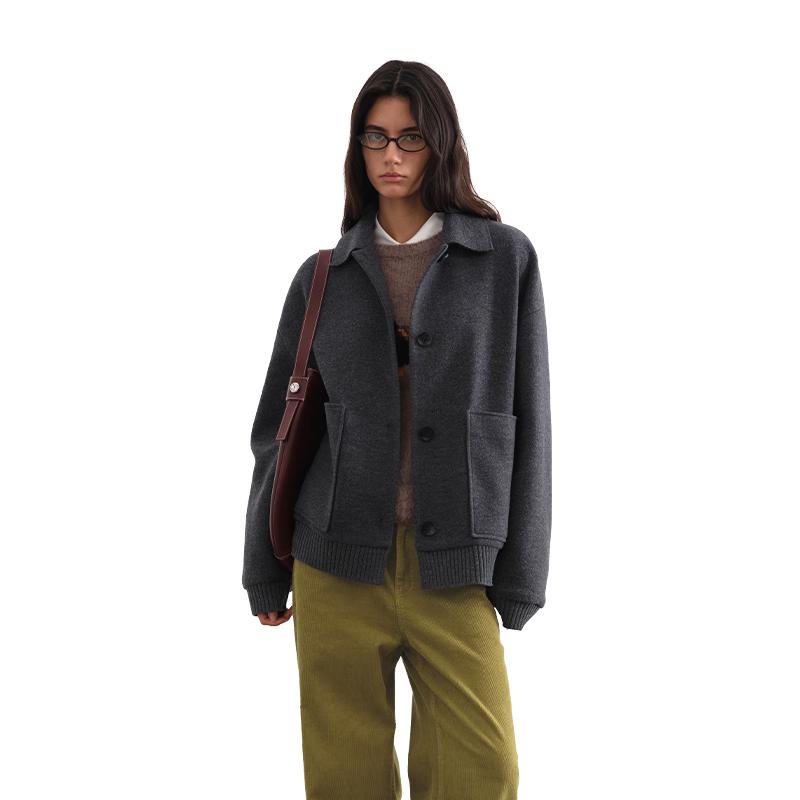 

GREEN BELT Women s 100% Wool Lapel Coat S