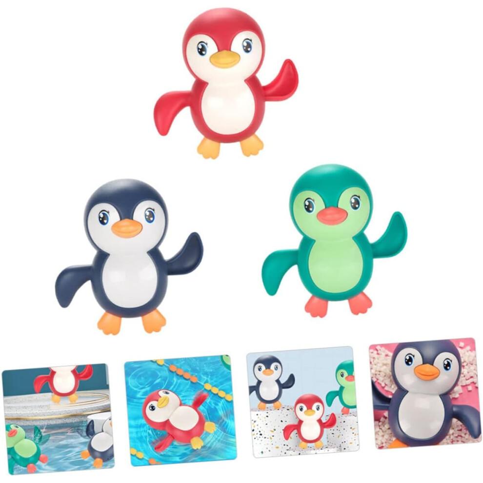 3pcs Bath Toys Wind Up Swimming Penguin Battery Floating Fun for Kids and Toddlers