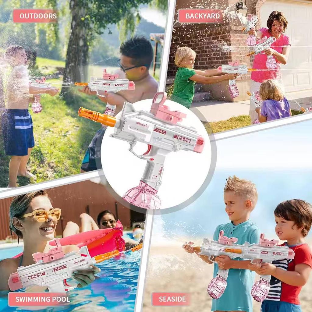 Uzi Style Electric Water Gun Pistol - Automatic Shooting with Accessories Set Summer Outdoor Beach Water Fight Toy Gifts