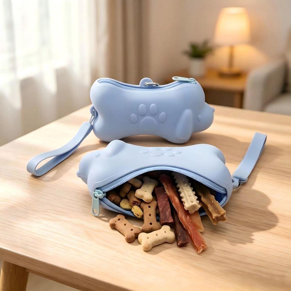Zipper Closure Silicone Dog Treat Pouch Food Grade Silicone Dog Snack Pockets Pet Training