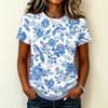 Women's Casual Pullover T-Shirt Short Sleeve Crew Neck Geometric Print Top Lightweight Comfortable Fit for Everyday Wear