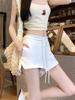 Autumn 2024 Women's Drawstring Casual High-Waist Loose Wide-Leg Shorts