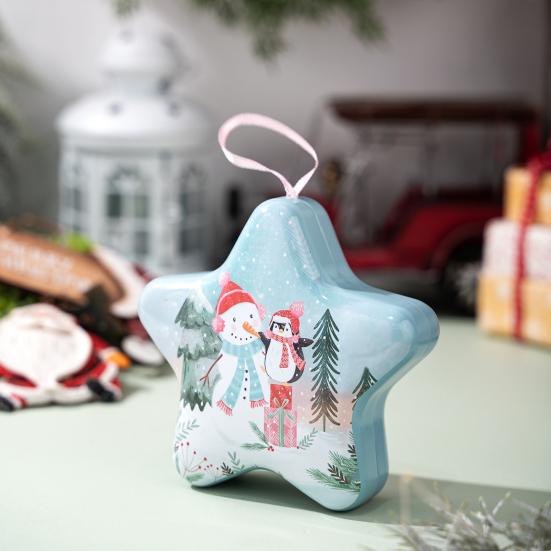 1/6Pcs Tinplate Box with Lanyard Easy To Hang Candy Biscuit Box Jewelry Storage Organizer Christmas Tree Decoration