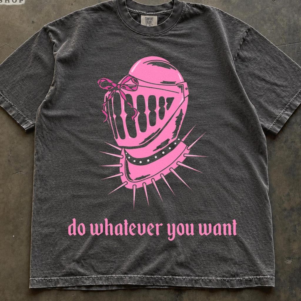 Pink Punk T Shirt, Gothic Knight Helmet Tee, Edgy Graphic Shirt, Alternative Streetwear, Y2K Statement Tee, Unisex Gift