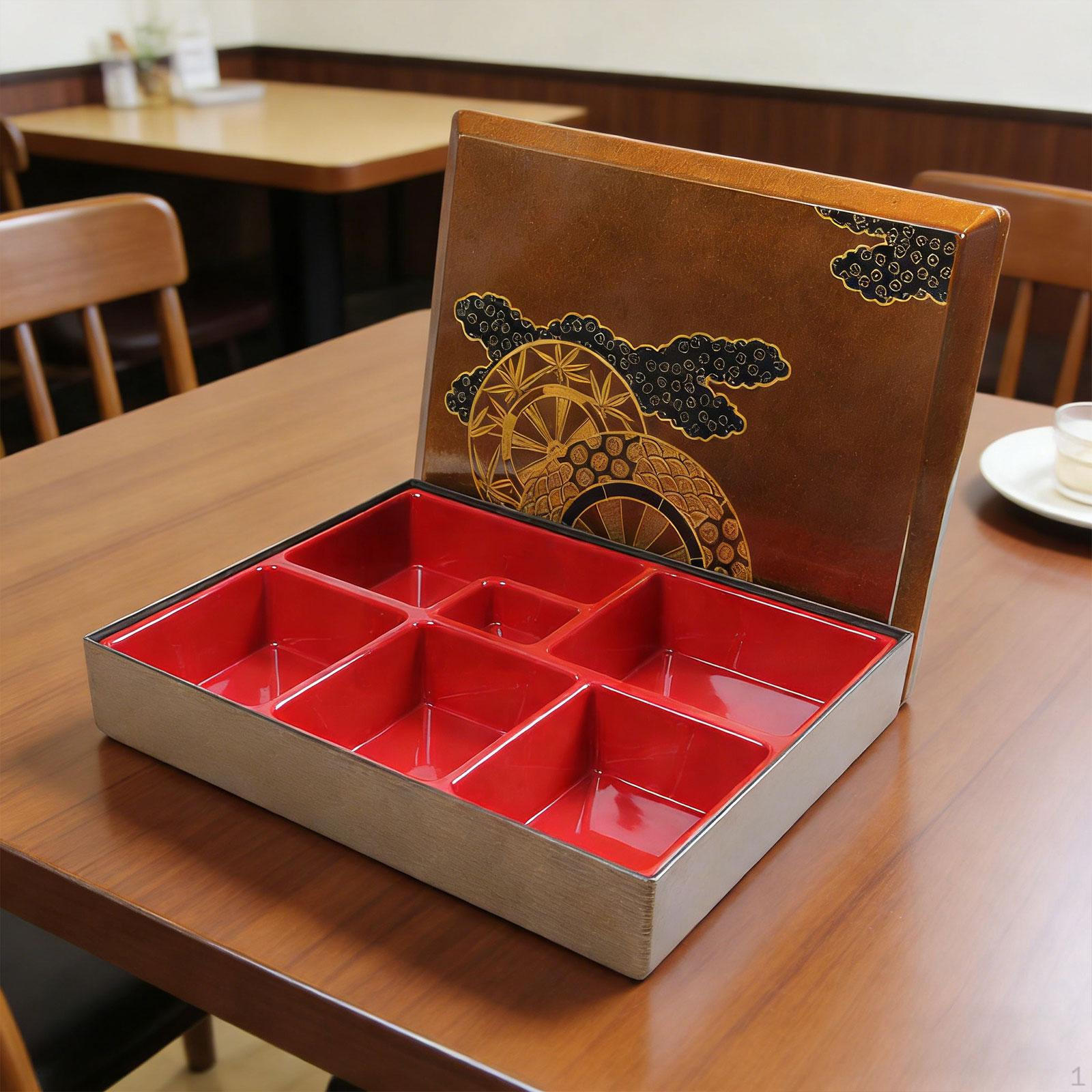 Japanese Bento Box and Compartments with Lid Food Container Lunch for Sushi Rice Sauce 6 Grid 1900₽