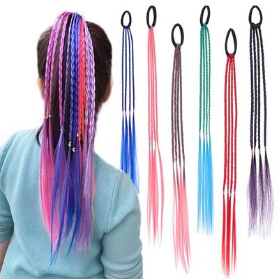 Estensioni per capelli treccia a coda di cavallo rosa sfumato per bambini