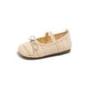 One-word belt woven bag head mesh shoes 2025 summer new Korean version of girls bow princess shoes with skirt sandals