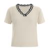 Shop   Women Lace V Neck Daily Cooling ShorT sleeVe KniT T shirT iVory Bom Wkn  