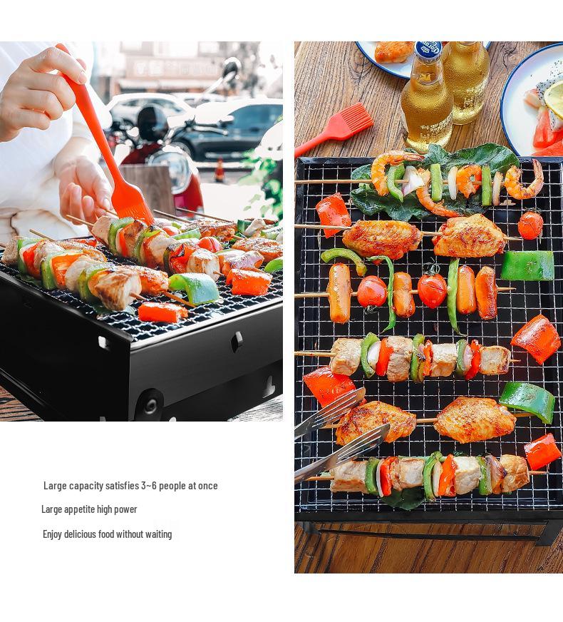 Portable Outdoor Folding Charcoal BBQ Grill – Compact Handheld Meat Roasting Stove