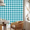 Basic Retro Check Wallpaper Turquoise, White, and Light Gray 50x1000