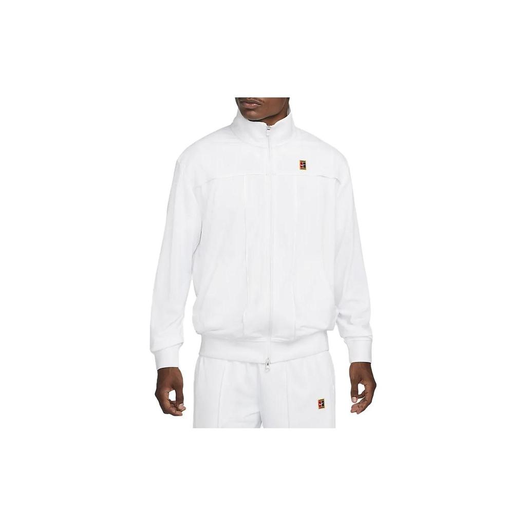 Nike Court Solid Color Stand Collar Zip-Up Casual Jacket Men Outerwear White DC2566-100