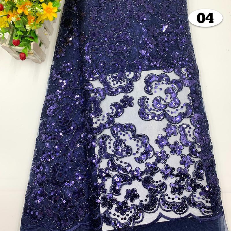 1Yard Embroidery Fabric with Bead Sequins for Bridal Dress Luxury Evening Dress DIY Sew French Tulle Fabric for Wedding Party