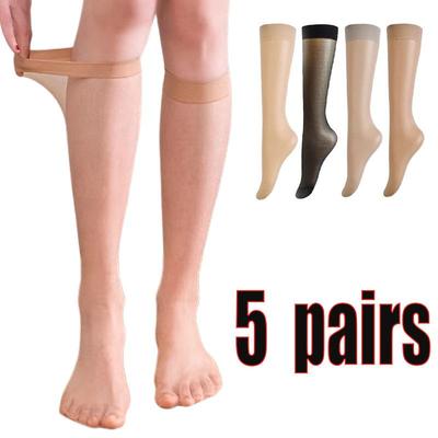 5 paar = 10 stücke Frauen Ultra-dünne Nylon Strümpfe Transparente Elastizität Damen Knie Socken Hohe Qualität Lange Socken für Mädchen Strumpf