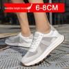 Men's White Breathable Thick-Soled Platform Sneakers - Discreet 8cm Height Boost Casual Dad Shoes