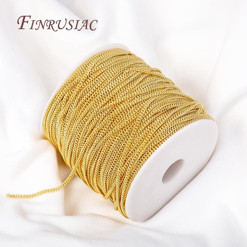Wholesale Bulk Metal Chains 18K Gold Plated 2.7mm Link Chains For DIY Necklace Handmade Jewelry Making Findings Accessories
