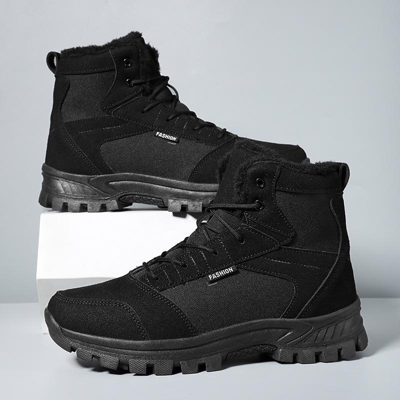 Winter Warm Military Boots Men's Outdoor High-top Sneakers Hiking Shoes Cold-proof Snow Boots Large Size Velvet Men's Shoes