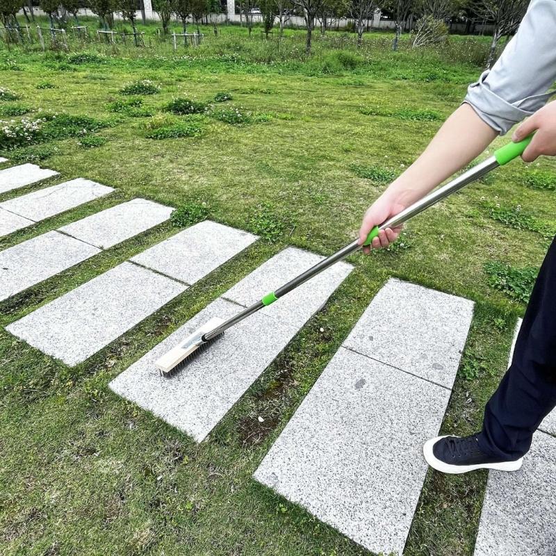 Stainless Steel Wire Floor Brush Head for Concrete Stain Outdoor Deck Garage Stainless Steel Deck Moss Remover