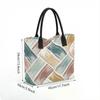  Abstract Print Canvas Tote Bag for Daily Use Large Capacity Fashion Casual Shoulder Handbag
