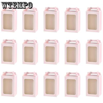 WTEMPO 12pcs Transparent Window Portable Gifts Boxes Cookie Candy Tote Paper Boxes Flowers Bouquet Boxes Creative Festival Events Wedding Gifts Boxes