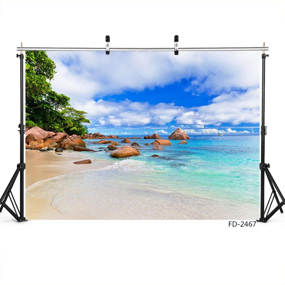 Beach Stones Blue Sky Vinyl Photographic Backgrounds Computer Printed Photocall for Baby Wedding Photo Studio Photo Shootings