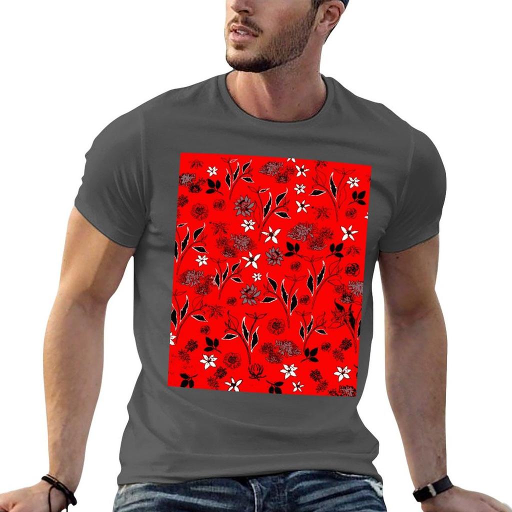 Red Floral Field Tshirt Unisex T Shirt Cotton 100 Unisex T Shirt Graphic Cotton T Shirts High Quality Tshirt