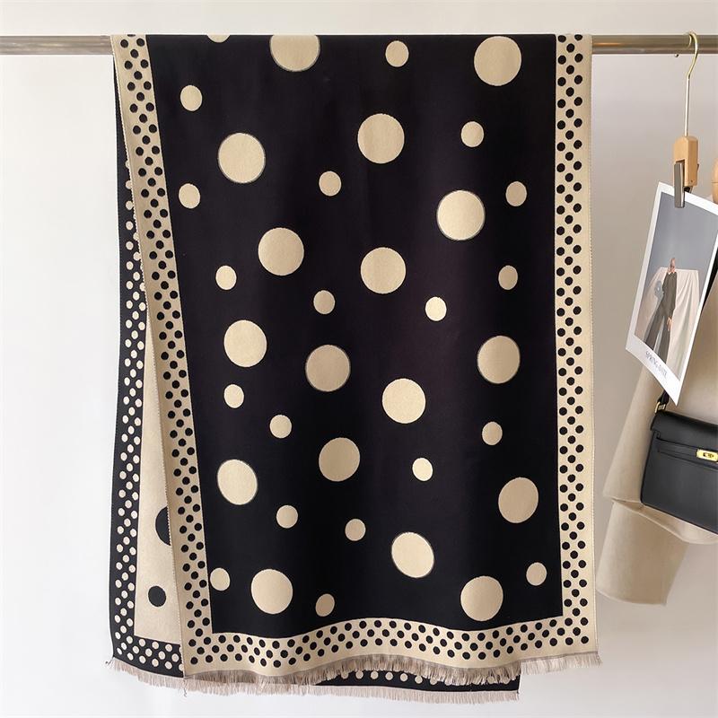 Warm Bufandas Female Women Winter Scarf Pashmina Cashmere Wraps Design Luxury Dot Print Thick Hijab Blanket Shawl Stoles