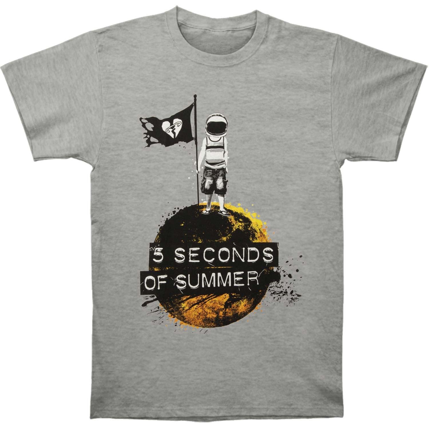 Men s 5 Seconds Of Summer Astronaut T-shirt X-Small Grey S