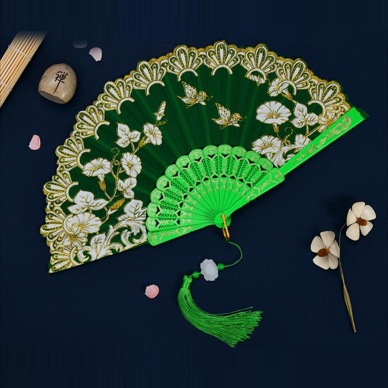 Chinese Style Folding Fan Portable Dance Performance Hand Fan Ancient Cheongsam Photography Props Classical Gift for Ladies