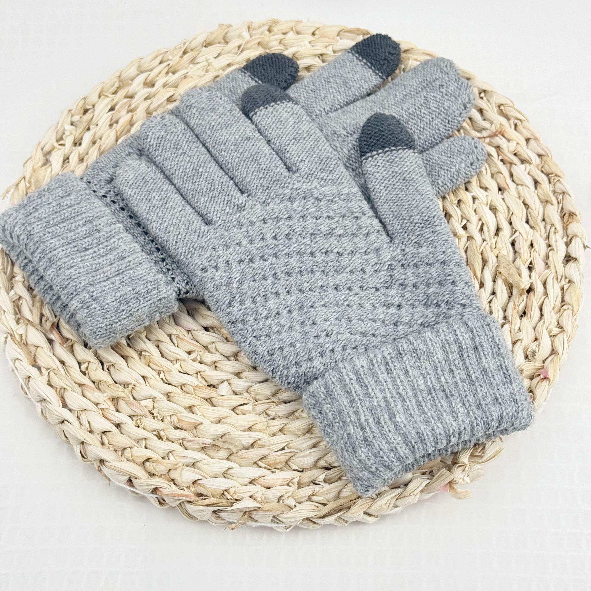 

Сенсорные перчатки в стиле ананаса: На флисовой подкладке, Имитация кашемира, Жаккардовая вязка One Size серый