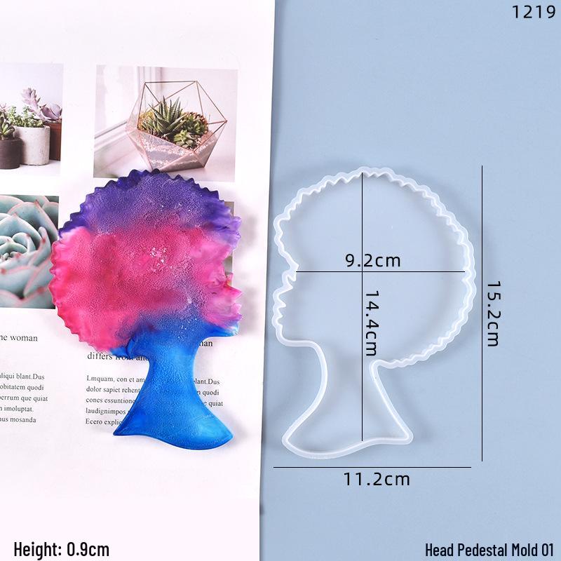 Poppy DIY Crystal Resin Black Woman Head Tabletop Ornament Mold