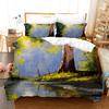 Fantasy Oil Painting Bedding Set House Bridge Scenery Duvet Cover Set Bedroom Bed Bedclothes Decor Luxury Gift Queen King Size