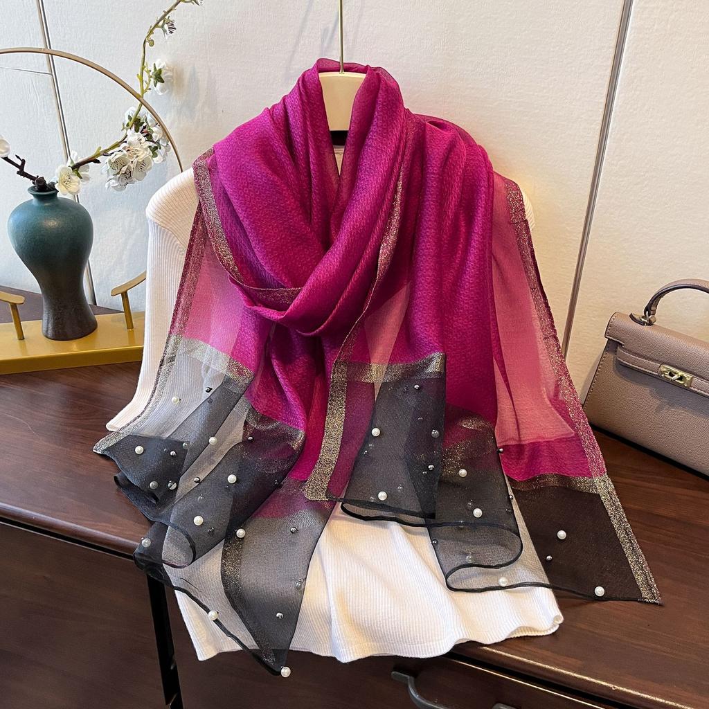 Neuer Frühlings- und Sommer-Sonnenschein-Rasur-Stil Schal Modischer Modischer Schal Perlen-Schal Imitat-Seidenschal für Damen